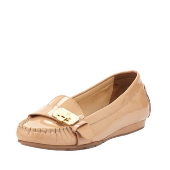 Cole Haan Nike Air Light Tan Patent Leather Tali Lock Moccasins Size 8 - Picture 1 of 11